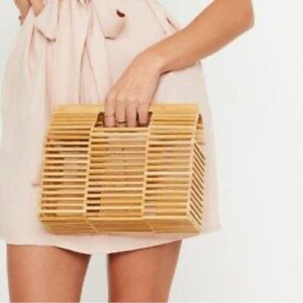Bamboo Slatted clutch Handbag - Natural